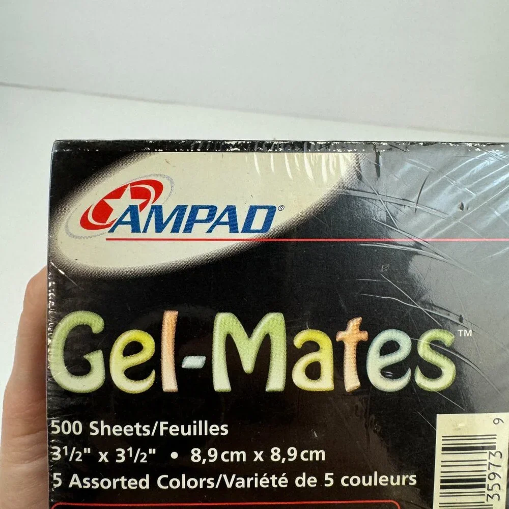 Vtg 1999 Sealed Ampad Gel Mates 500 Sheets Cube Note Pad 5 Diff Colors Y2K READ‎